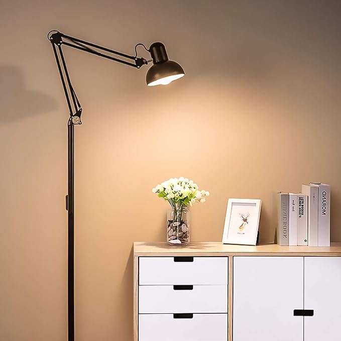 Swing arm standing reading lamp with metal base light lamp
