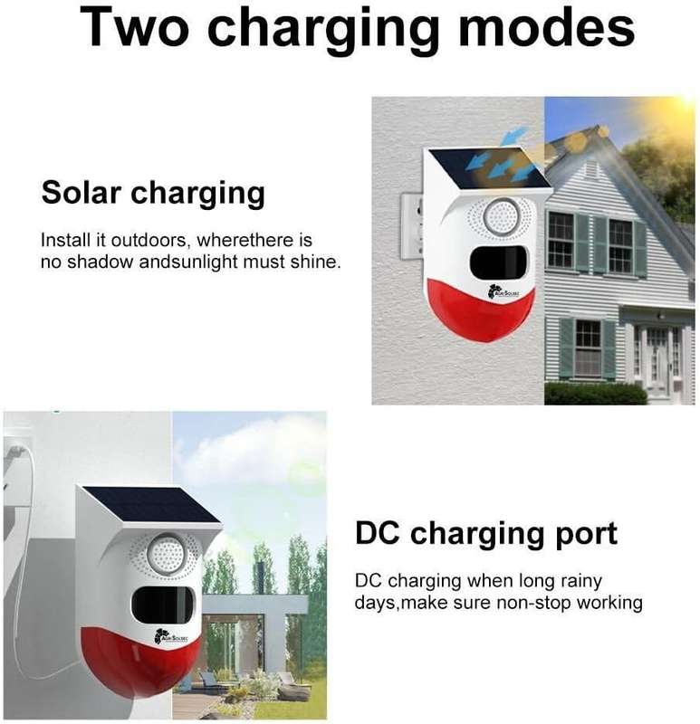 Solar Motion Sensor Alarm, Shed Alarm with 2 Remote Control, Wireless Infrared Motion Detectors