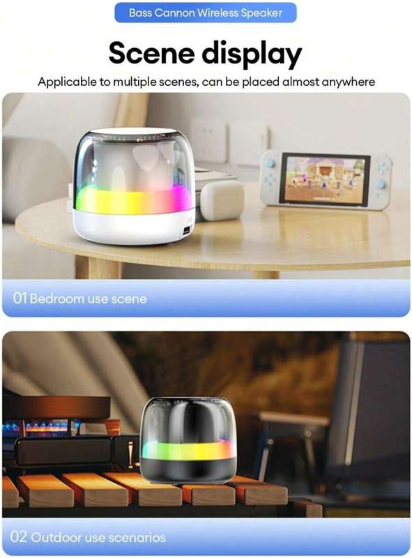 DZ-018 Portable Bluetooth Wireless Speaker with RGB Lighting