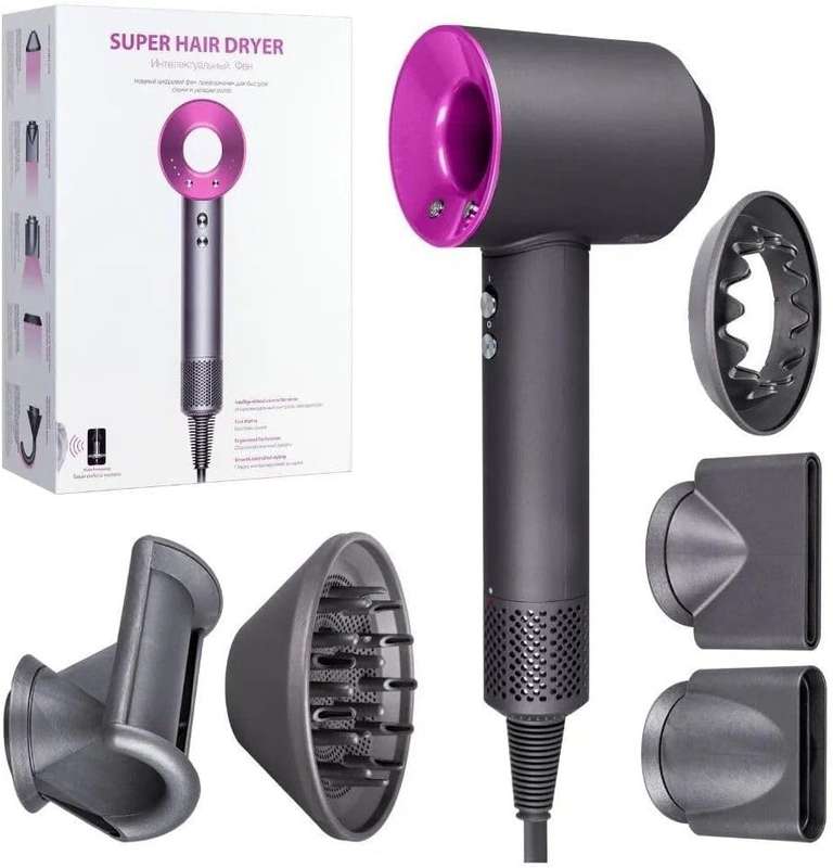 Professional High-Speed Hair Dryer with Curling Attachment - Premium Hair Care & Styling Tool for Al