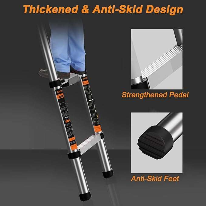 4.7M Telescopic Ladder Aluminum Alloy Foldable Extension Ladder