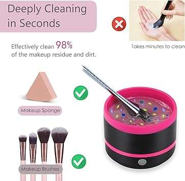 Electric Makeup Brush Cleaner Machine, Quick Cleaning Make Up Brush Washing Tool, Fast Spin and Clea