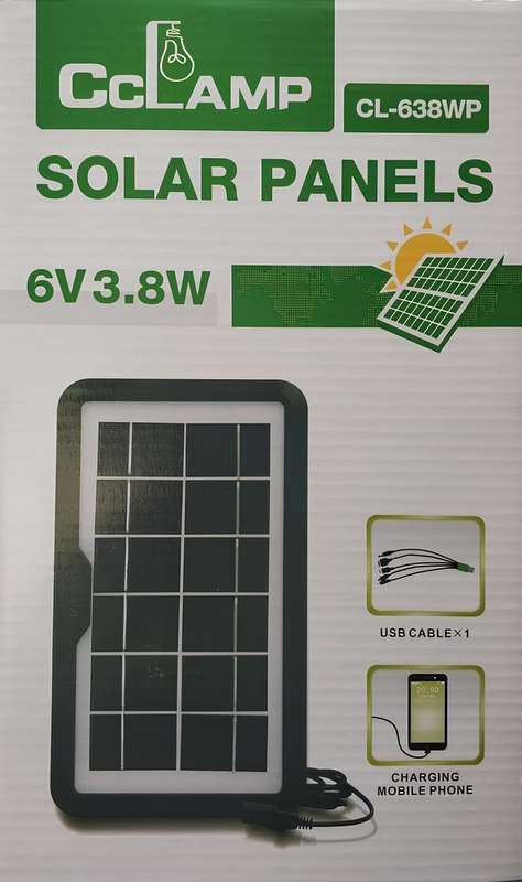 CC Lamp Small Solar Panel with Charging cable 6V 3.8W, for Camping Hiking Outdoor Activities