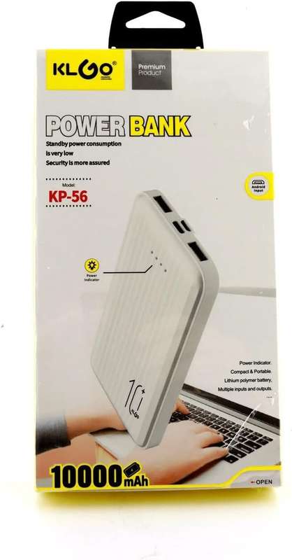 KLGO KP-56 10000mah 2.1A Dual USB Port Portable Travel Powerbank