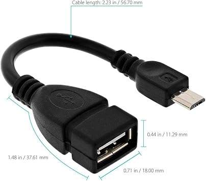 Micro USB 2.0 Male to USB-A Female OTG Adapter Cable