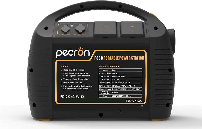 600W Portable Power Station Premium Power Generator with Dual 600W AC and DC Outlets