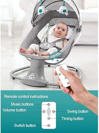 Multi-function Baby Bouncer, Smart Bluetooth Soft Comfortable Breathable Electric Baby Rocking Chair