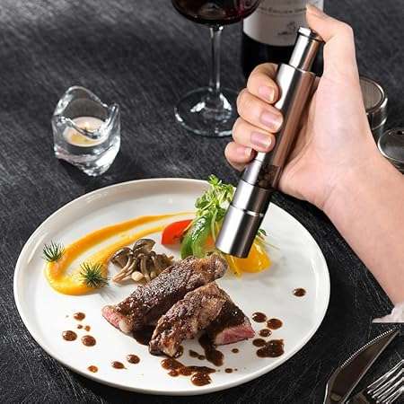 Manual Pepper Grinder,Salt Grinder Refillable,Spice Grinder for Black Pepper,Sea Salt and Himalayan