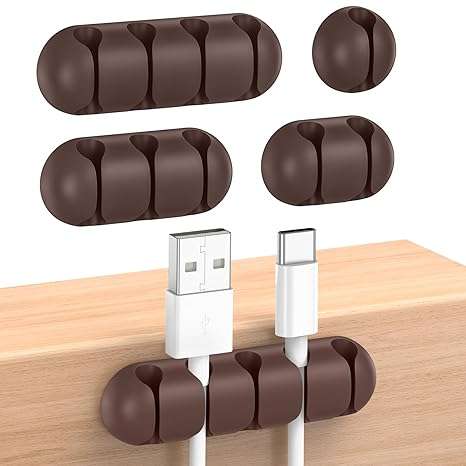 UNBREAKcable Cable Holder Clips, 5 Pack Cord Organizer for Desk, Silicone Adjustable Cord Clip, Adh