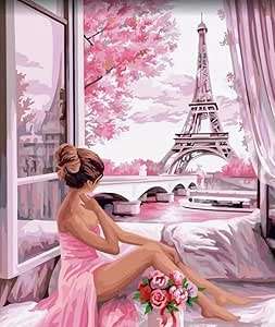 Paint by Number DIY Kit, 50x40cm - Pink in Paris