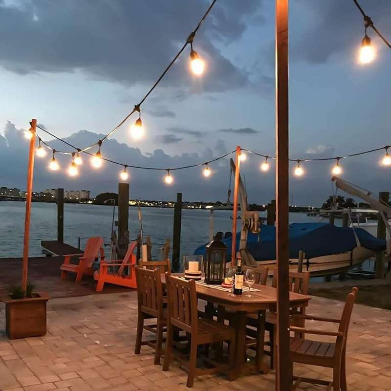5m LED Solar Powered Outdoor Hanging Bulb Socket String Lights Warm White - 10-Bulb