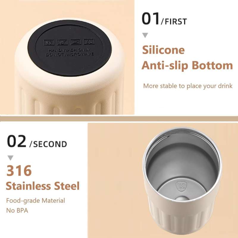 450mL Stainless Steel High Vacuum Coffee Flusk - BLACK