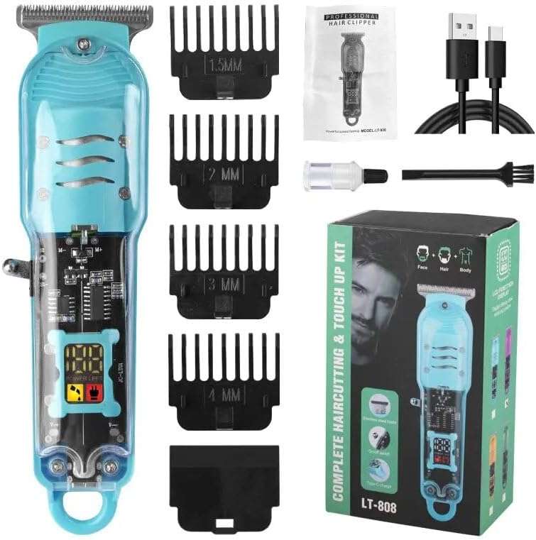 PROFESSIONAL HAIRCUTTING TRIMMER KIT WITH LCD DISPLAY AND TYPE-C CHARGING (BLUE)