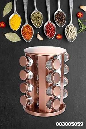 Spice Set 16 Pieces Stainless Steel Stainless Steel Metal Brass Spicer Spinner Glass and Stand Spinn