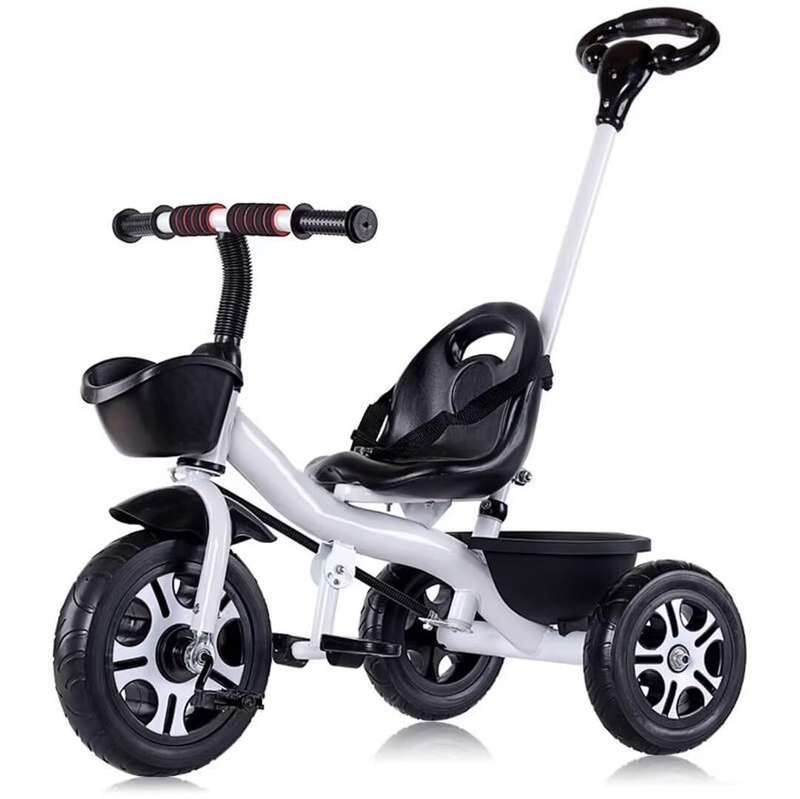 White Red Kids Trike Bike With Parent Steering Push Handle
