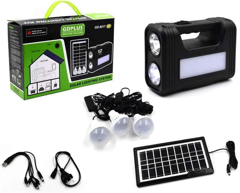 30W GD PLUS Solar Lighting System with 3 Light Bulbs - GD-8017