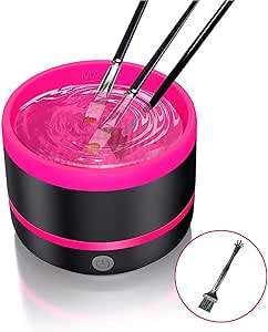 Electric Makeup Brush Cleaner, Quick Cleaning Make Up Brush Washing Tool with Silica Gel Mat Bowl, B