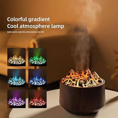 Volcano Flame Aromatherapy Diffusers Fragrant Humidifier Vaporizer with Remote Control, Night Light
