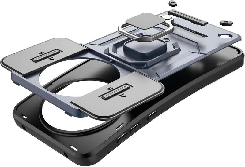 Kickstand military slide lens camera protection case for Honor X9A