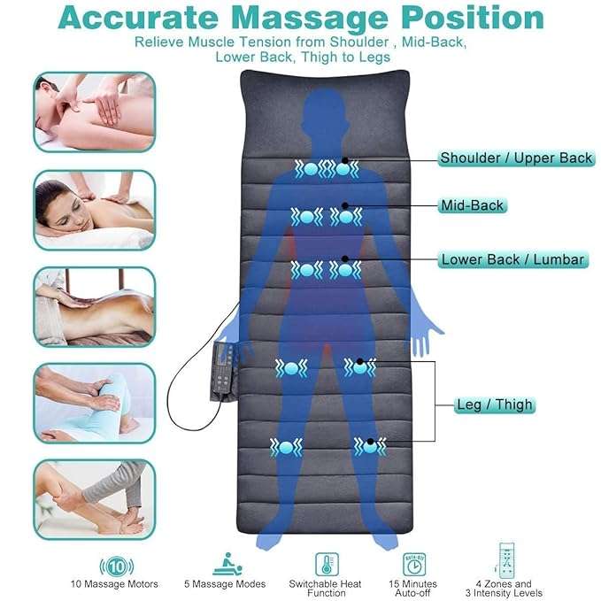 Multifunctional electric massage mattress, full body massage blanket, older health massagers Bed