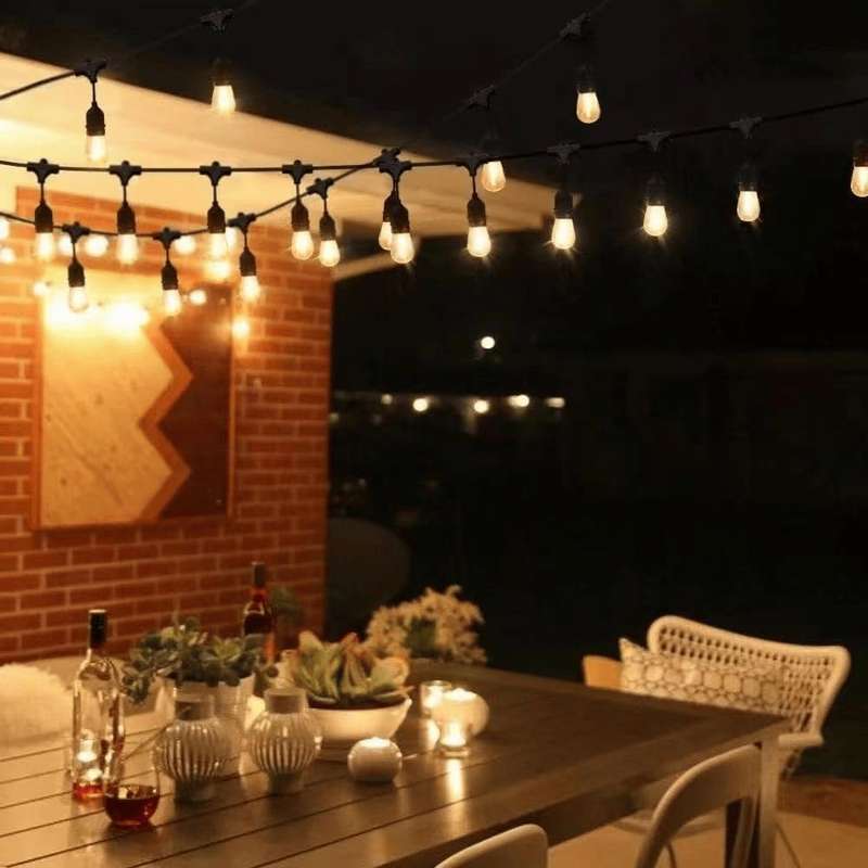 5m LED Solar Powered Outdoor Hanging Bulb Socket String Lights Warm White - 10-Bulb