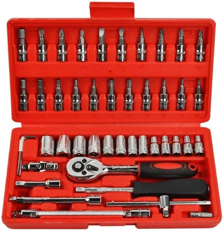 Tools Set 46pcs 1/4-Inch Socket Set Car Vehicle Repair Set