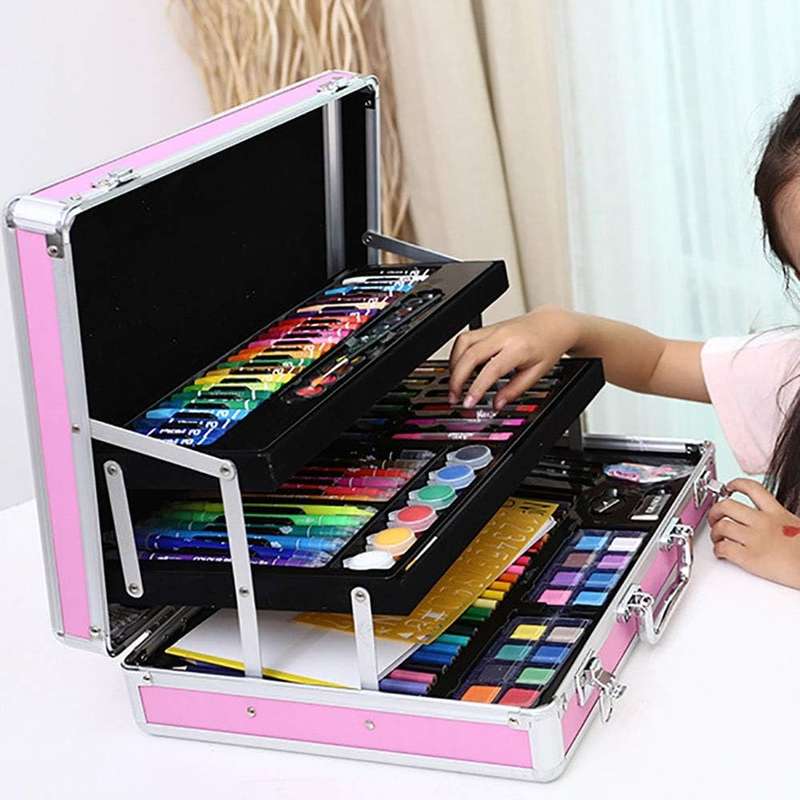 158 Pcs Professional Artist Drawing Set Art Kit For Kids - Pink box
