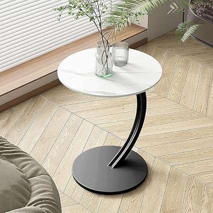 Round Coffee Table for Living Room Tabletop Metal Frame Simple End Table for Small Space Center Tabl