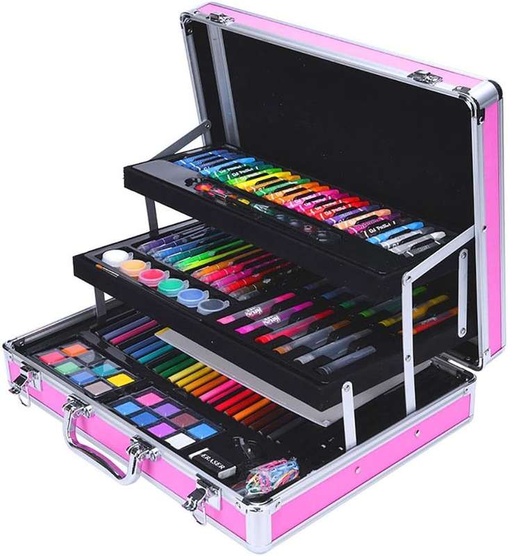 158 Pcs Professional Artist Drawing Set Art Kit For Kids - Pink box