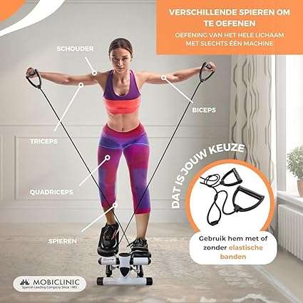 Fitness Stepper, 2 in 1, Step Plus, Resistance Ropes, Multifunction, Arms and Legs, LCD Display, Lo