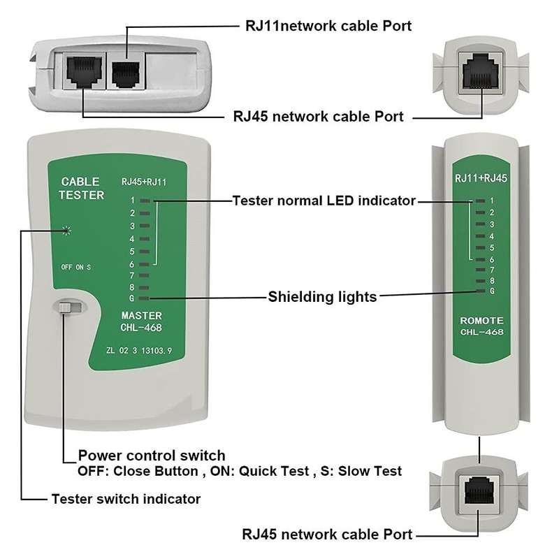 Network Cable Tester Dual Use Battery Operated RJ45 and RJ11