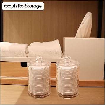 Cosmetic Cotton Pads Storage Rack - Large Capacity Qtip Dispenser Holder Transparent Acrylic Storage