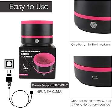 Electric Makeup Brush Cleaner Machine, Quick Cleaning Make Up Brush Washing Tool, Fast Spin and Clea