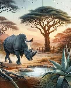 Paint by numbers - Rhino in the Wilderness - 50x40cm