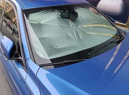 Car Windshield Sun Shade Umbrella (57in. x 31in.), Foldable Car Umbrella Sunshade Cover UV Block Car