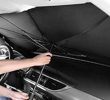 Car Windshield Sun Shade Umbrella (57in. x 31in.), Foldable Car Umbrella Sunshade Cover UV Block Car