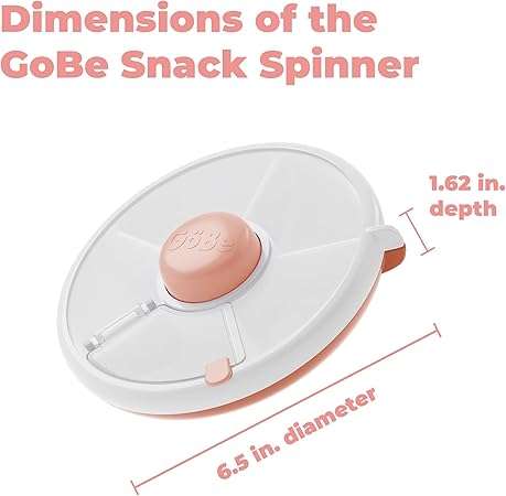 Kids Snack Spinner Bundle with Hand Strap and Sticker Sheet - Reusable Snack Container with 5 Compar