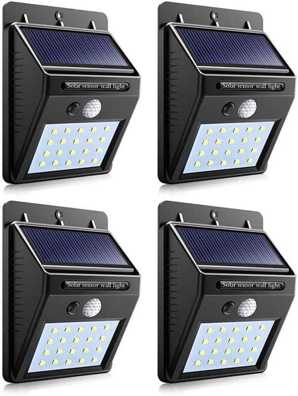 Garden Wall Mounted Solar Motion Sensor LED Lights Set of 4
