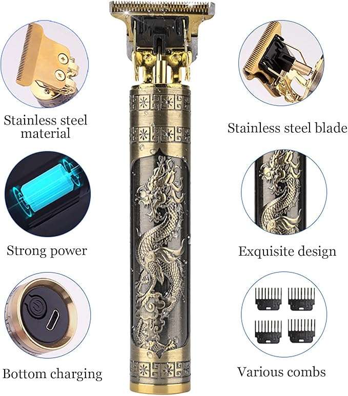 Professional Rechargeable Beard and Hair Trimmer with accessories
