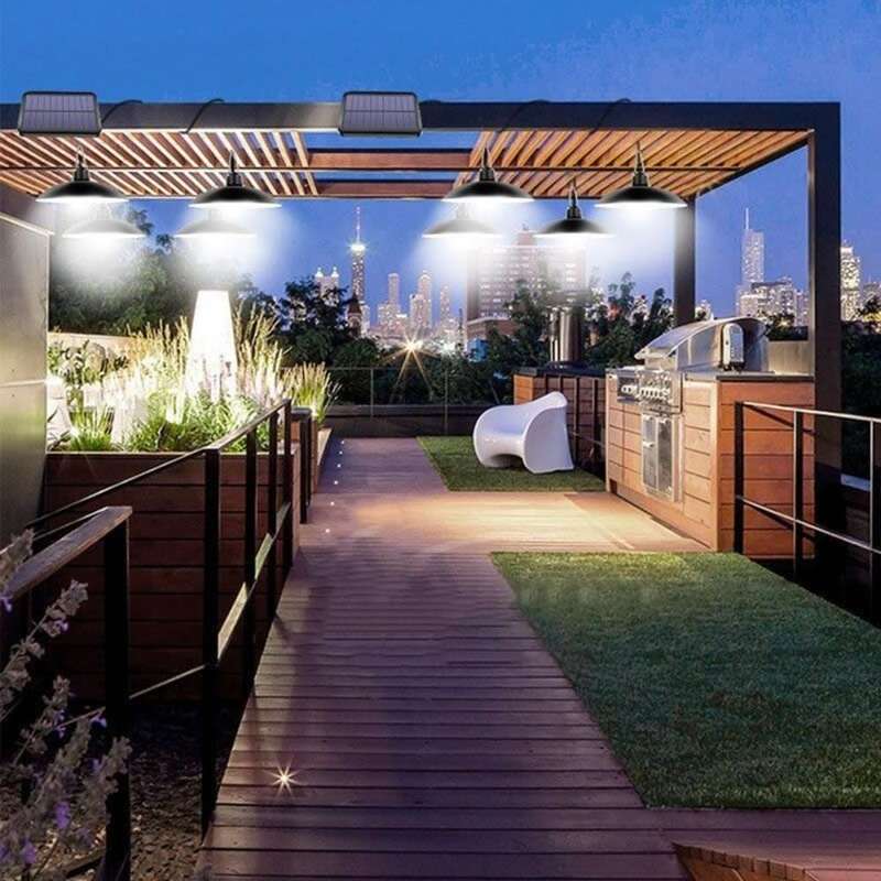 Solar Powered Hanging LED Lights With Remote - Set Of 4