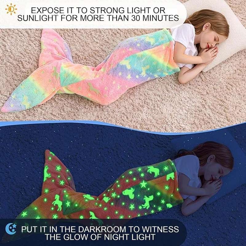 Children`s Mermaid Tail Soft Blanket Sleeping Bag - Mixed Colors