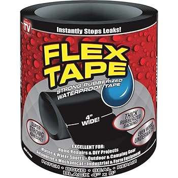 Flex Tape Rubberized Waterproof Tape, 4 Inch x 5 Feet, Black
