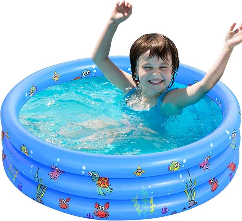 3-Ring 100cm Blue Inflatable Pool for Kids