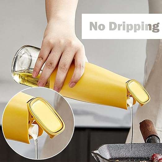 Glass Olive Oil Dispenser, Oil And Vinegar Dispenser Set With Silica Gel Pourers, Weighted Pourer, D