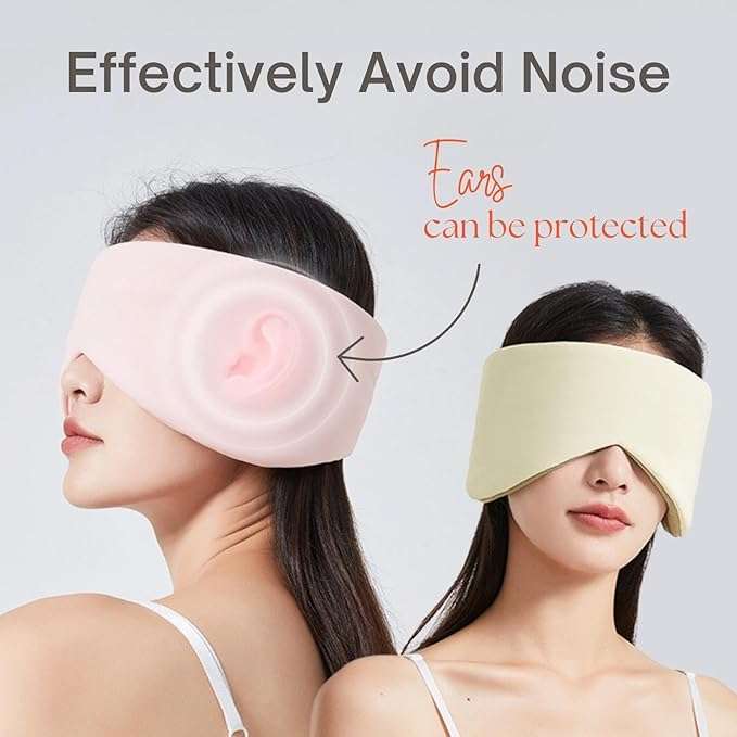 LCBD Sleep Eye Mask for Side Sleepers, Black Cooling Blackout Eye Mask for Sleeping, Dual-Sided All-