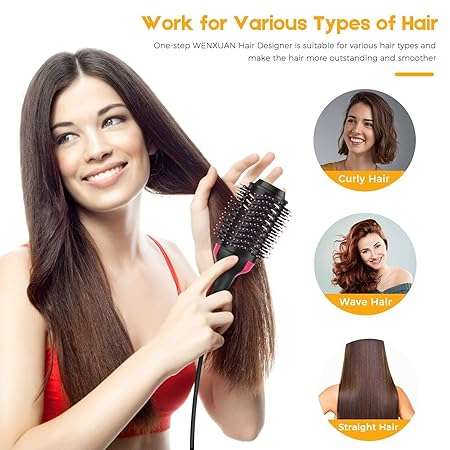 Hot Air Brush,4-in-1 One Step Hair Dryers & Blower Brush With Negative Ions for Reducing Frizz and S