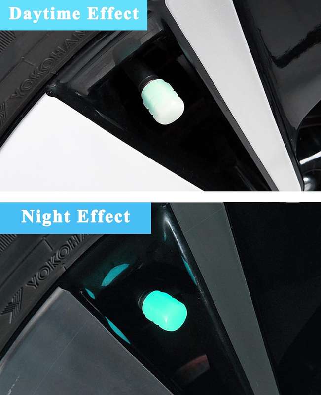 16pcs Car Tyre Valve Caps Stem Caps Fluorescence Luminous Air Caps Cover (GREEN+BLUE) Glow in Dark