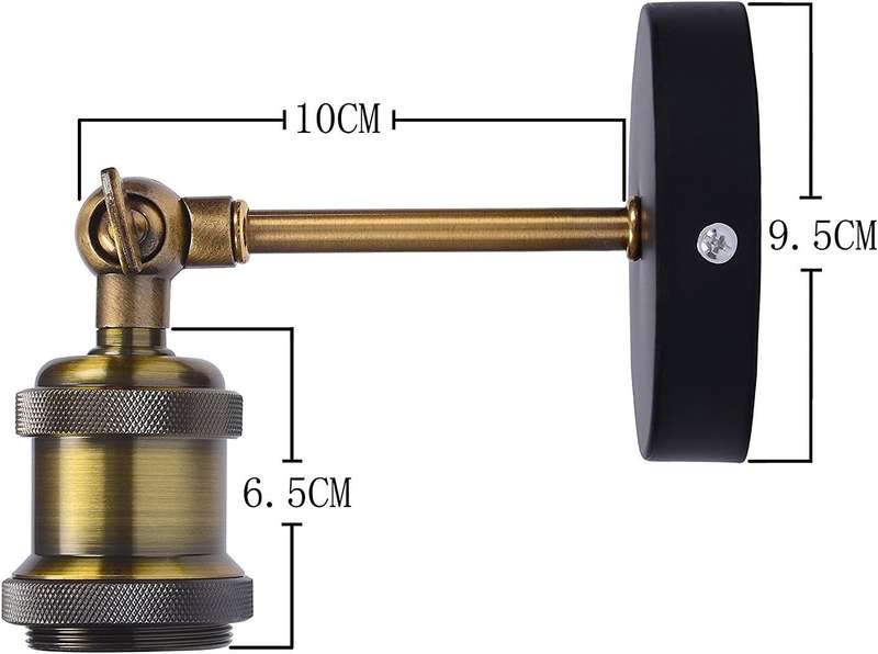 PIANUO Retro Brass Wall Light Antique Wall Sconce Adjustable Up and Down Lighting Fixture with E27 S