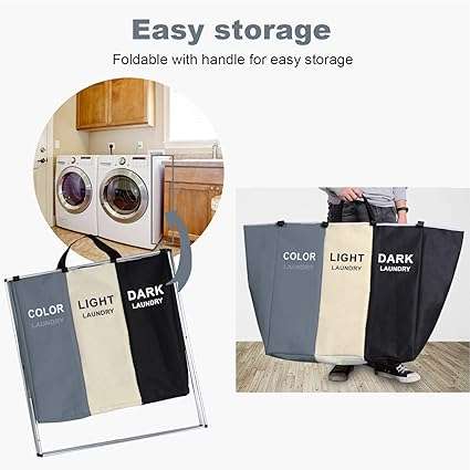 Large Laundry Basket, Waterproof, Freestanding Laundry Hamper, Collapsible Tall Clothes Hampe