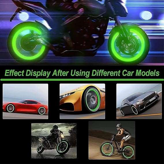 16pcs Car Tyre Valve Caps Stem Caps Fluorescence Luminous Air Caps Cover (GREEN+BLUE) Glow in Dark
